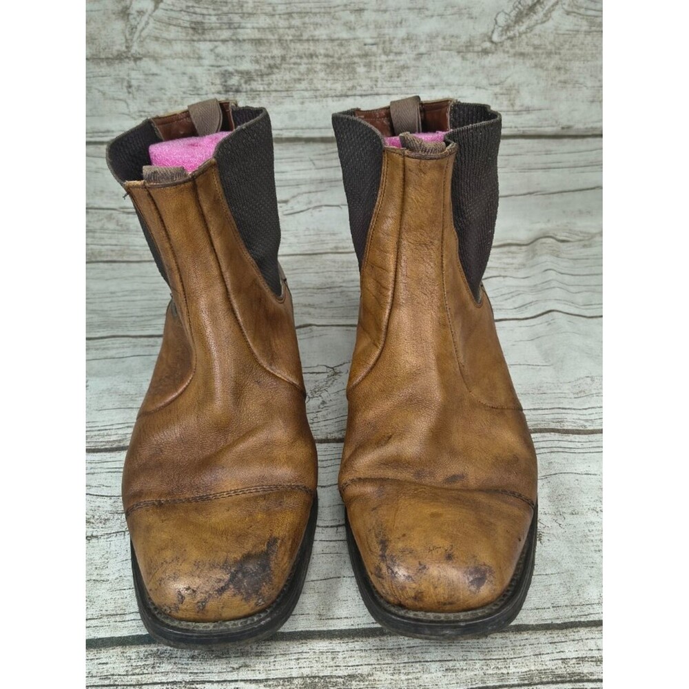 P + S Brown Leather Slip On Chelsea Boots Men Size 11